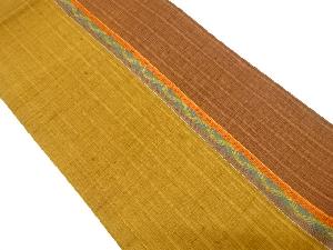 手織り紬　縞模様織り出し袋帯